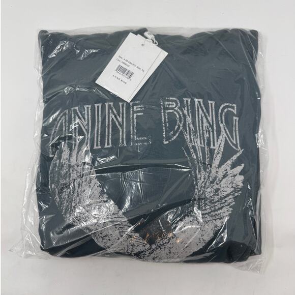 NWT Anine Bing Ash Hoodie Eagle - Faded Emerald Green Size XS - Picture 5 of 11
